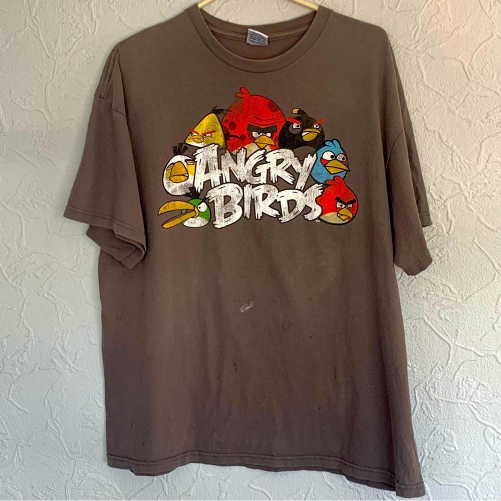 VINTAGE MENS ANGRY BIRDS GRAPHIC TEE SHIRT SIZE LARGE